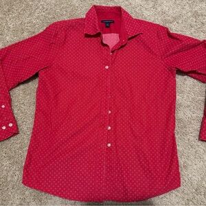 Lands End women’s corduroy button up shirt in red size S